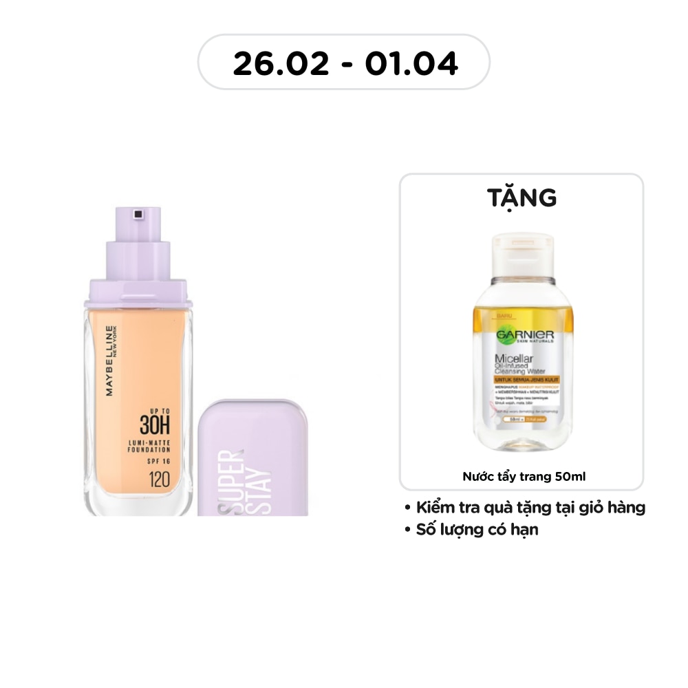 MAYBELLINE NEW YORK Kem Nền Lâu Trôi Maybelline Super Stay Up To 30H Lumi-Matte Foundation 35ml .#120