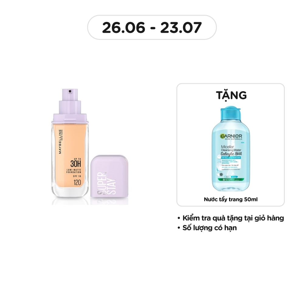 MAYBELLINE NEW YORK Kem Nền Lâu Trôi Maybelline Super Stay Up To 30H Lumi-Matte Foundation 35ml .#120