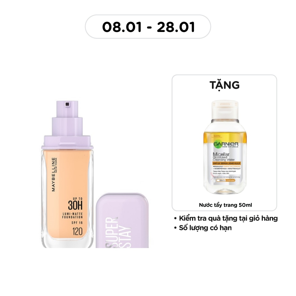 MAYBELLINE NEW YORK Kem Nền Lâu Trôi Maybelline Super Stay Up To 30H Lumi-Matte Foundation 35ml .#120
