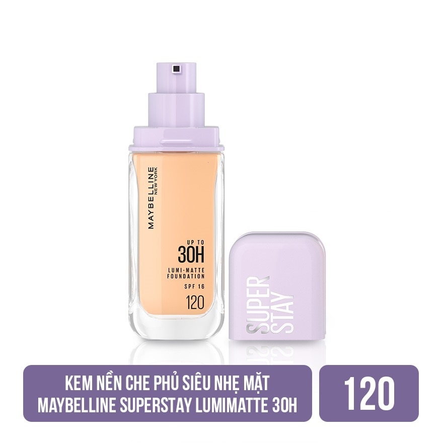 MAYBELLINE NEW YORK Kem Nền Lâu Trôi Maybelline Super Stay Up To 30H Lumi-Matte Foundation 35ml .#120