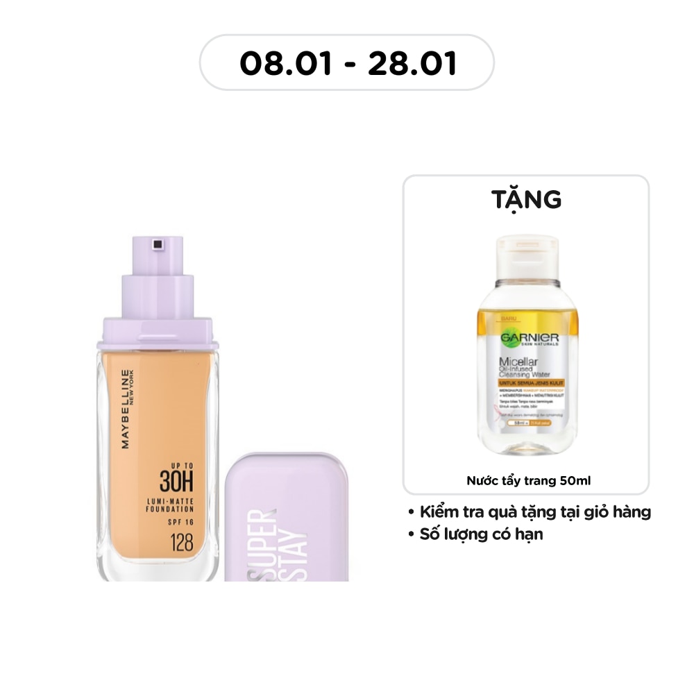 MAYBELLINE NEW YORK Kem Nền Lâu Trôi Maybelline Super Stay Up To 30H Lumi-Matte Foundation 35ml .#128