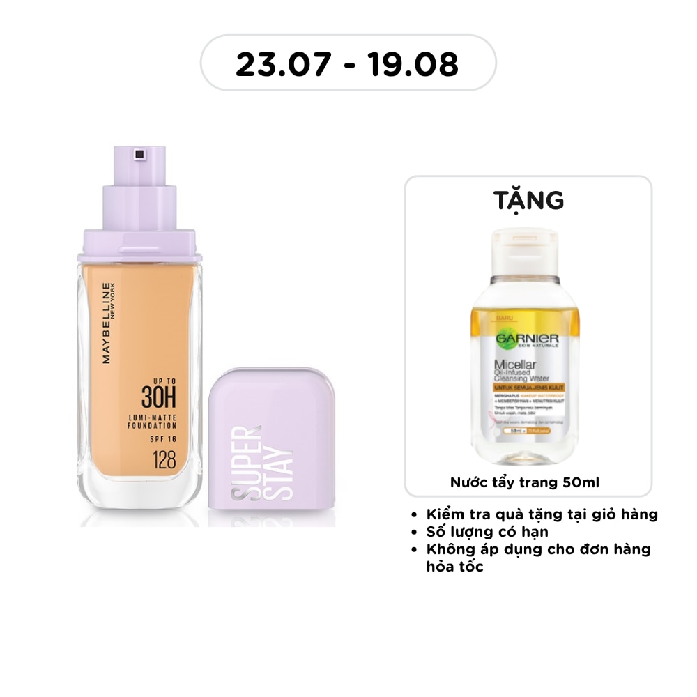 Kem Nền Lâu Trôi Maybelline Super Stay Up To 30H Lumi-Matte Foundation 35ml .#128