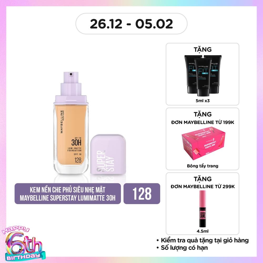 Kem Nền Lâu Trôi Maybelline Super Stay Up To 30H Lumi-Matte Foundation 35ml .#128