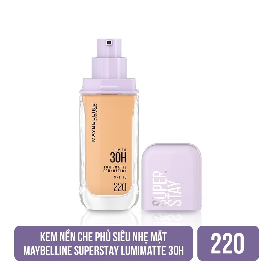 MAYBELLINE NEW YORK Kem Nền Lâu Trôi Maybelline Super Stay Up To 30H Lumi-Matte Foundation 35ml .#220