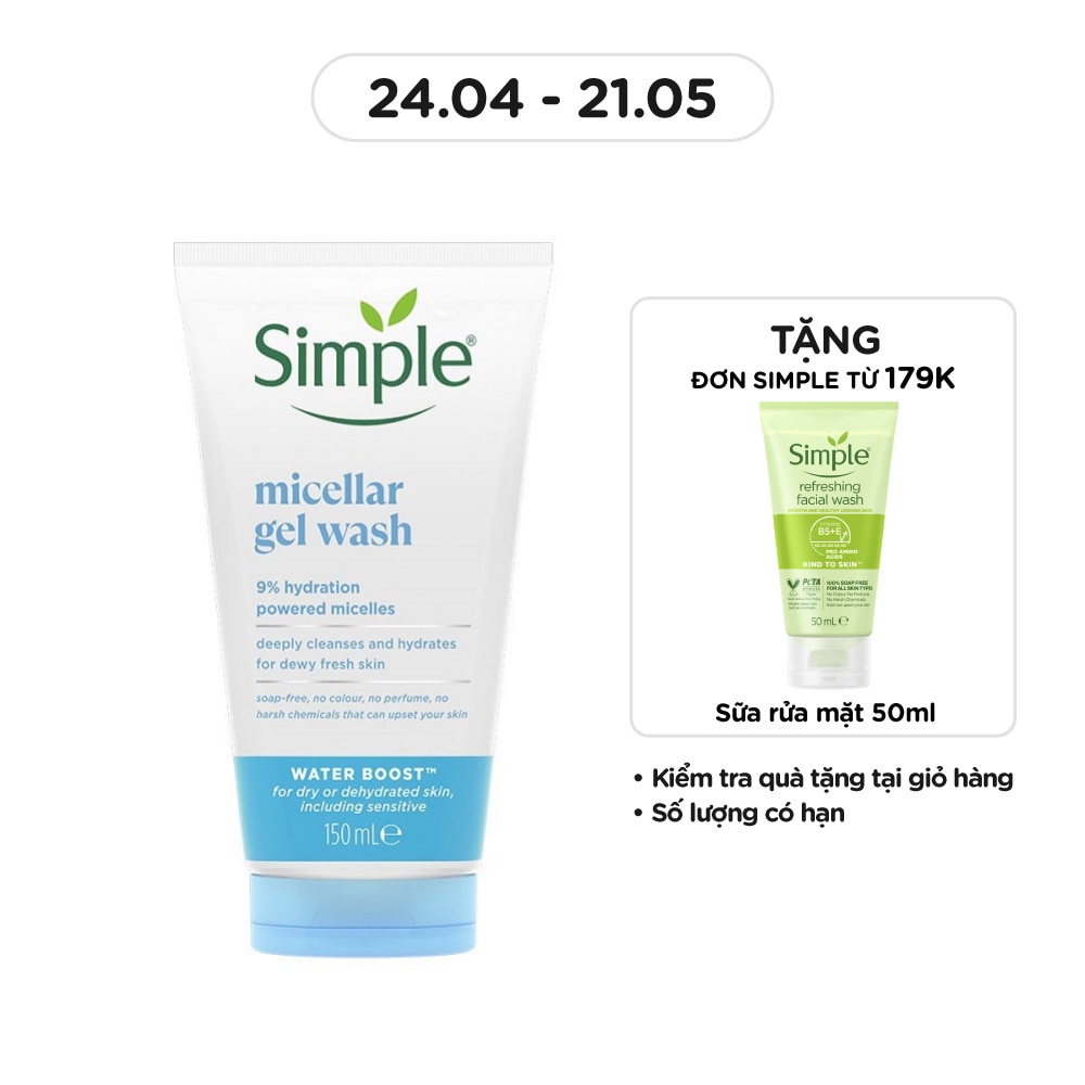 Gel Rửa Mặt Simple Micellar Gel Wash 150ml
