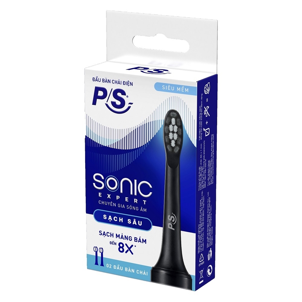 Combo 2 P/S Electric Toothbrush Heads Sonic Expert .#Black