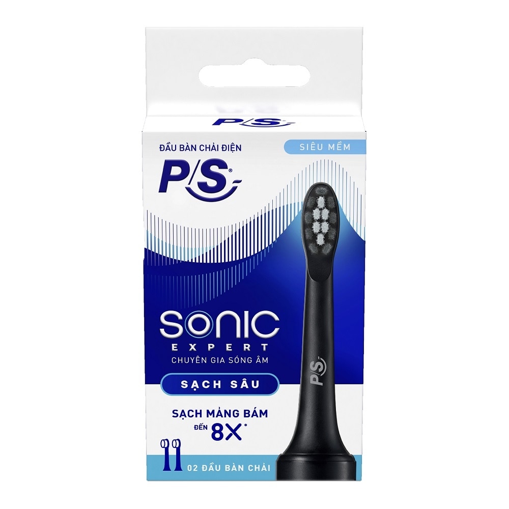 Combo 2 P/S Electric Toothbrush Heads Sonic Expert .#Black