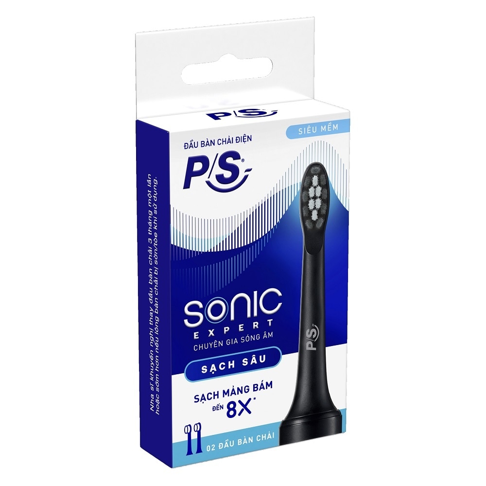 Combo 2 P/S Electric Toothbrush Heads Sonic Expert .#Black