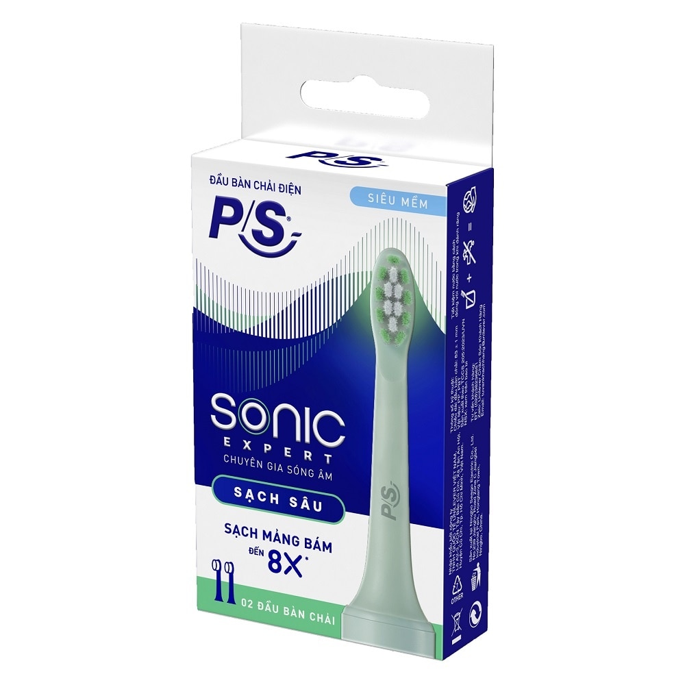 Bộ 2 Đầu Bàn Chải Điện P/S Sonic Expert .#Màu Xanh