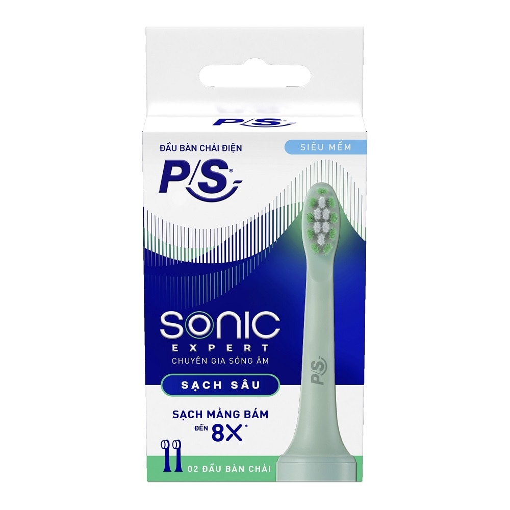 Combo 2 P/S Electric Toothbrush Heads Sonic Expert .#Turquoise