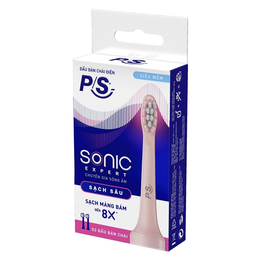 Combo 2 P/S Electric Toothbrush Heads Sonic Expert .#Pink