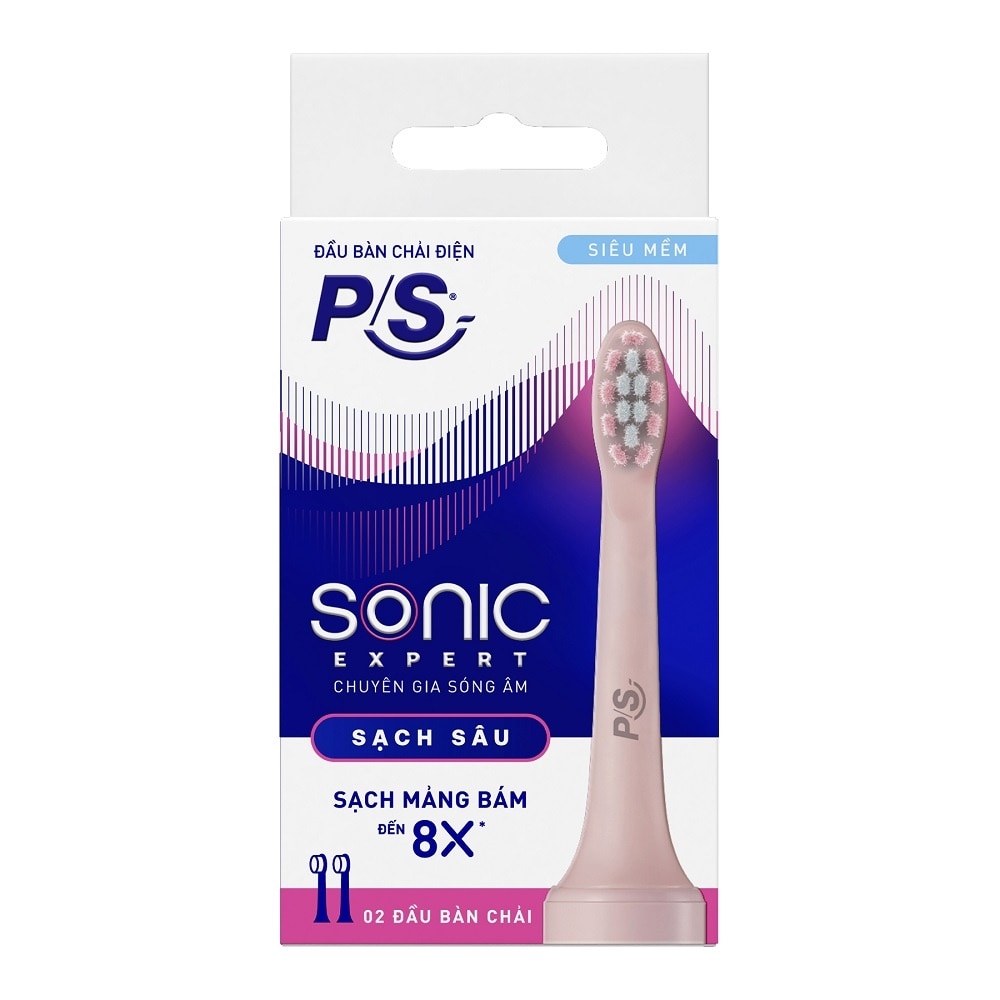 Combo 2 P/S Electric Toothbrush Heads Sonic Expert .#Pink