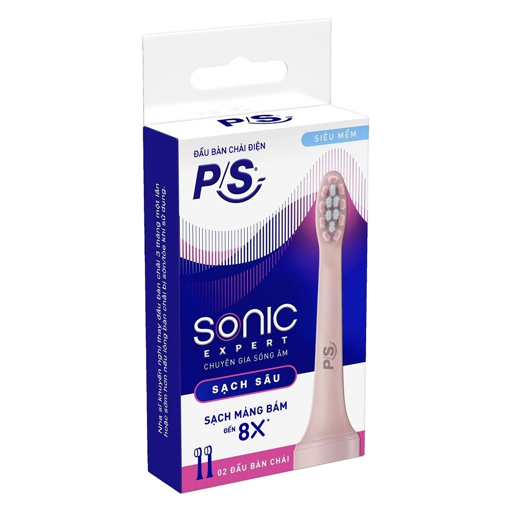 Combo 2 P/S Electric Toothbrush Heads Sonic Expert .#Pink