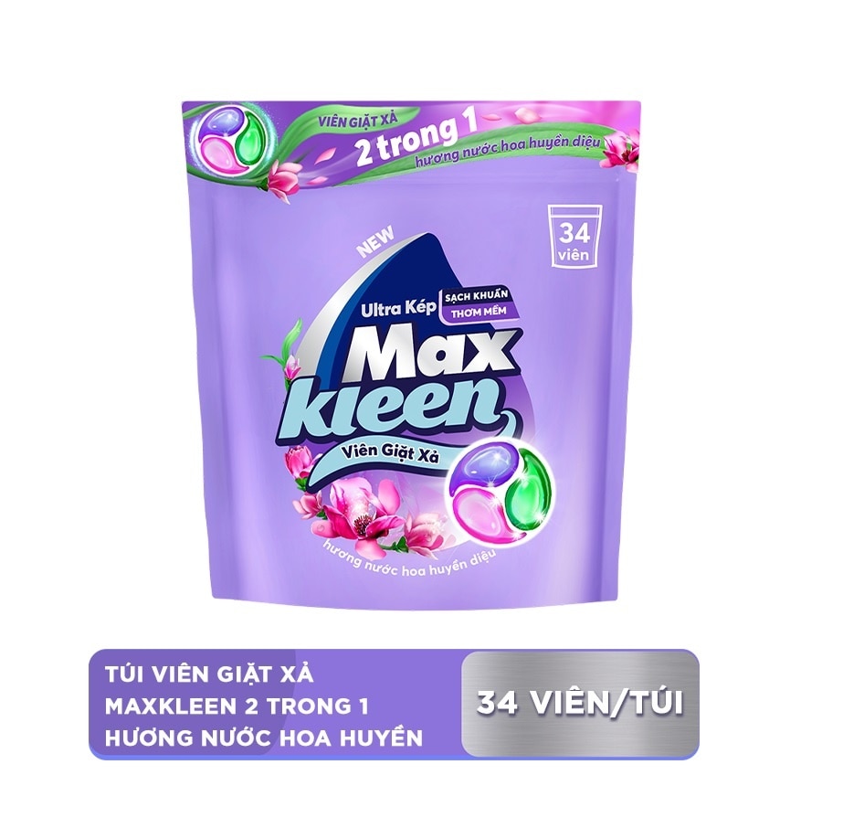 Túi Viên Giặt Xả Maxkleen Hương Nước Hoa Huyền Diệu 15g x 34Viên