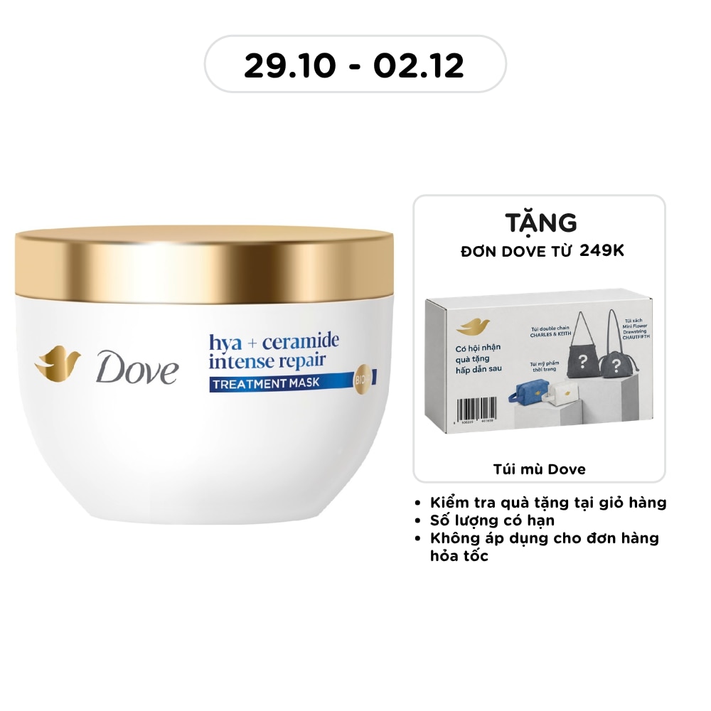 Kem Ủ Tóc Dove Phục Hồi Hư Tổn Hya + Ceramide Intense Repair Treatment Mask 300ml image
