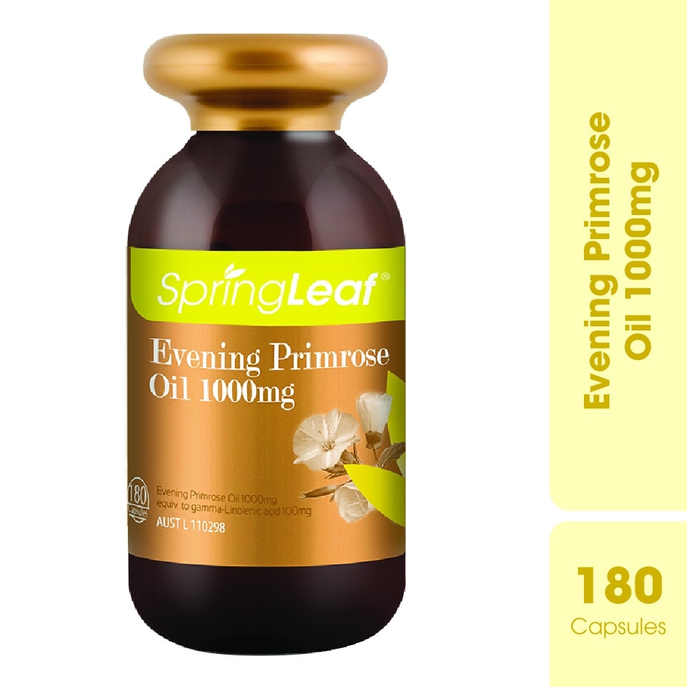 Thực Phẩm Bảo Vệ Sức Khỏe: Spring Leaf Tinh Dầu Hoa Anh Thảo Evening Primrose Oil 1000Mg 180 Viên