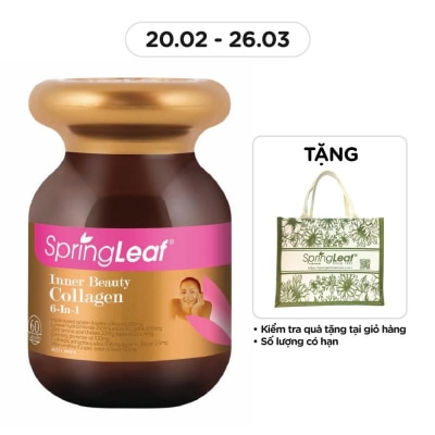 SPRING LEAF Thực Phẩm Bảo Vệ Sức Khỏe: Spring Leaf Hỗ Trợ Làm Đẹp Da Inner Beauty Collagen 6-In-1 60 Viên