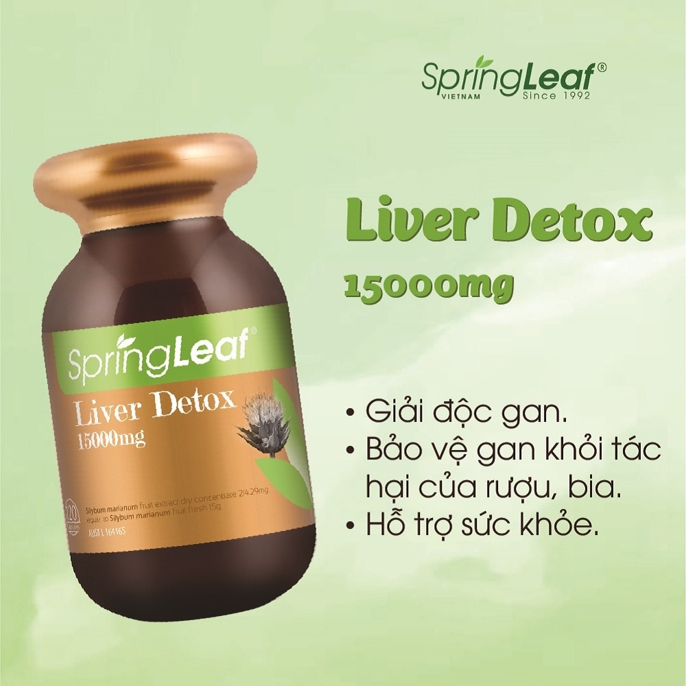 Thực Phẩm Bảo Vệ Sức Khỏe: Spring Leaf Hỗ Trợ Giải Độc Gan Liver Detox 15000Mg 120 Viên