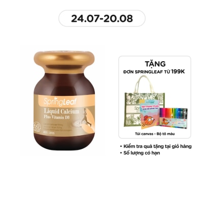 SPRING LEAF Thực Phẩm Bảo Vệ Sức Khỏe: Spring Leaf Tăng Cường Canxi Liquid Calcium Plus Vitamin D3 60 Viên