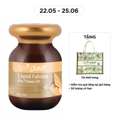 SPRING LEAF Liquid Calcium Plus Vitamin D3 60 Capsules
