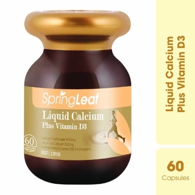 SPRING LEAF Liquid Calcium Plus Vitamin D3 60 Capsules