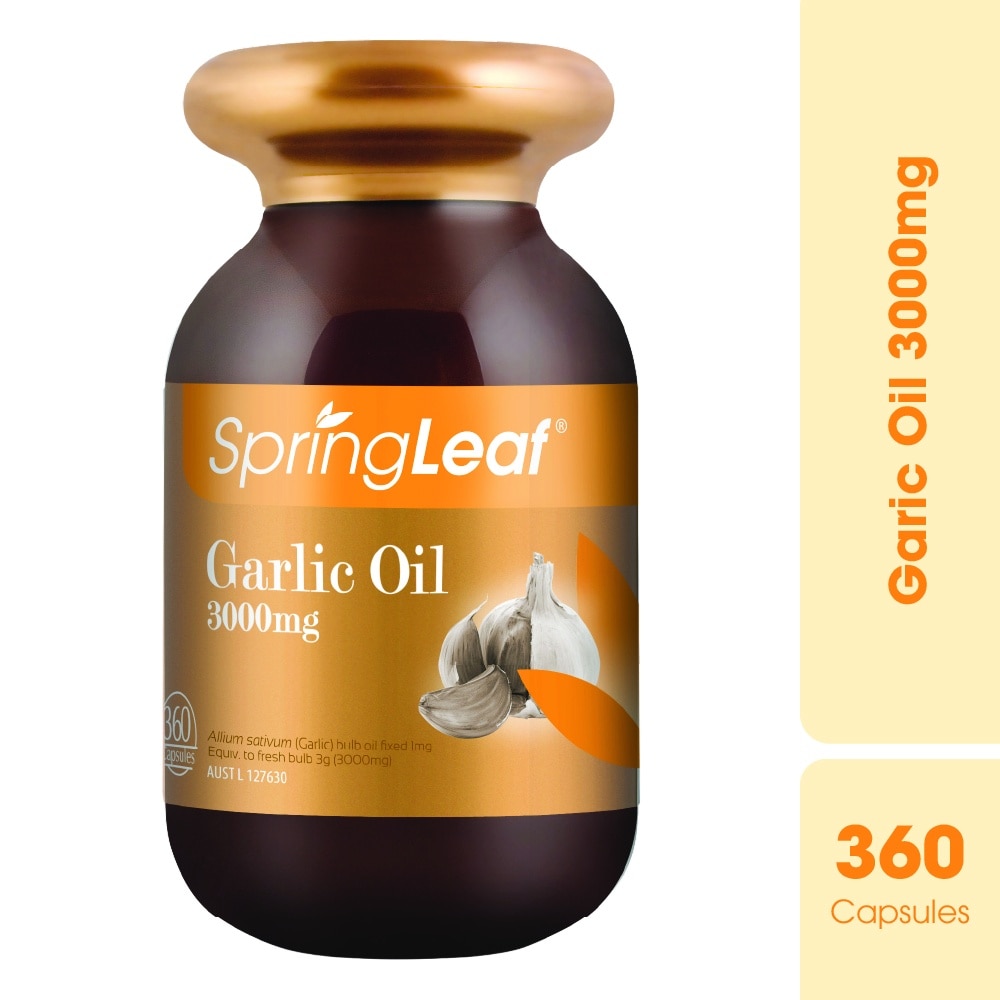 Thực Phẩm Bảo Vệ Sức Khỏe: Spring Leaf Hỗ Trợ Phòng Ngừa Cảm Cúm Garlic Oil 3000Mg 360 Viên