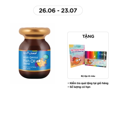 SPRING LEAF Thực Phẩm Bảo Vệ Sức Khỏe: Spring Leaf Dầu Cá Cho Bé Kids Genius Fish Oil 750Mg 60 Viên