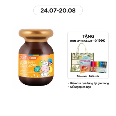 SPRING LEAF Thực Phẩm Bảo Vệ Sức Khỏe: Spring Leaf Hỗ Trợ Canxi Cho Bé Kids Mega Milky Calcium 60 Viên