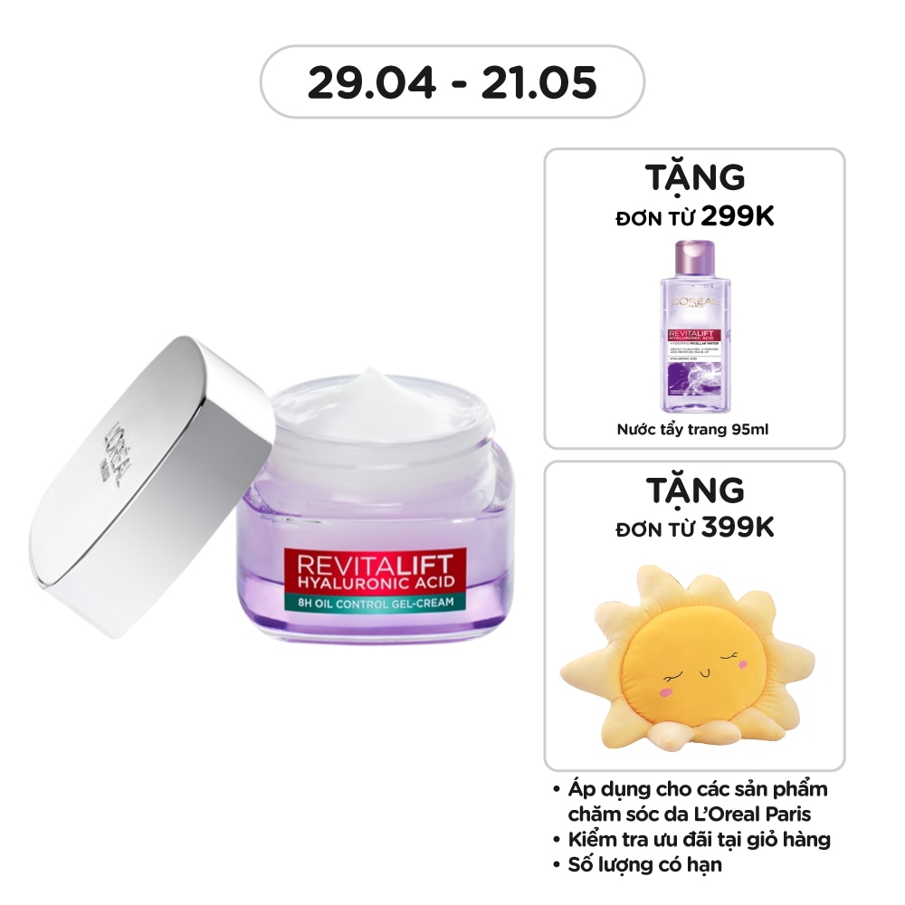 Kem Dưỡng HA L'oreal Paris Cấp Ẩm Giảm Bóng Nhờn Revitalift Hyaluronic Acid Gel-Cream 50ml