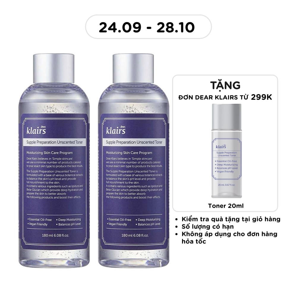 Combo Dear Klairs Supper Preparation Unscented Toner 180ml image
