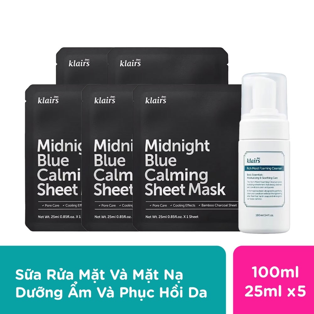 Combo Dear Klairs ( Sữa Rửa Mặt + 5 Mặt Nạ )