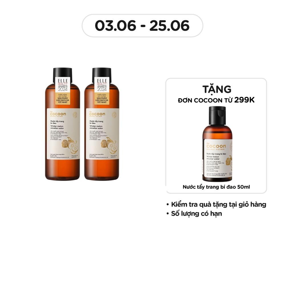 Combo Cocoon Micellar Water Winter Melon Cleanser 500ml x2