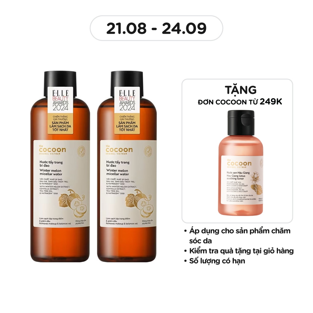 Combo Cocoon Micellar Water Winter Melon Cleanser 500ml x2