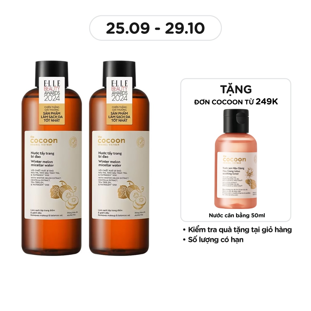 Combo Cocoon 2 Nước Tẩy Trang Bí Đao 500ml