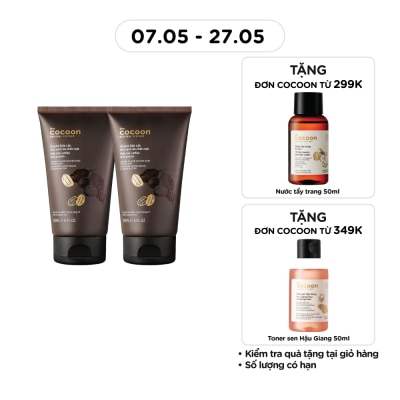 COCOON - Combo Tẩy Tế Bào Cocoon Dak Lak Coffee Làm Sạch Mềm Mại Da Mặt Với Hạt Cà Phê Và Bơ Ca Cao 150ml x2