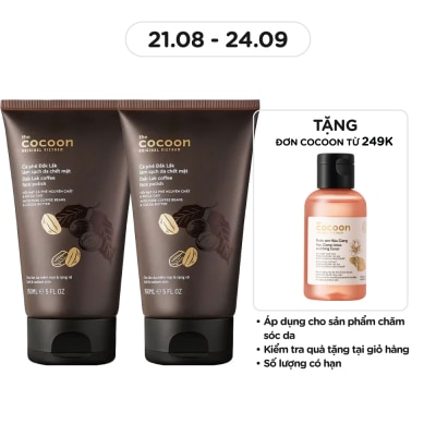 COCOON Combo Tẩy Tế Bào Cocoon Dak Lak Coffee Làm Sạch Mềm Mại Da Mặt Với Hạt Cà Phê Và Bơ Ca Cao 150ml x2