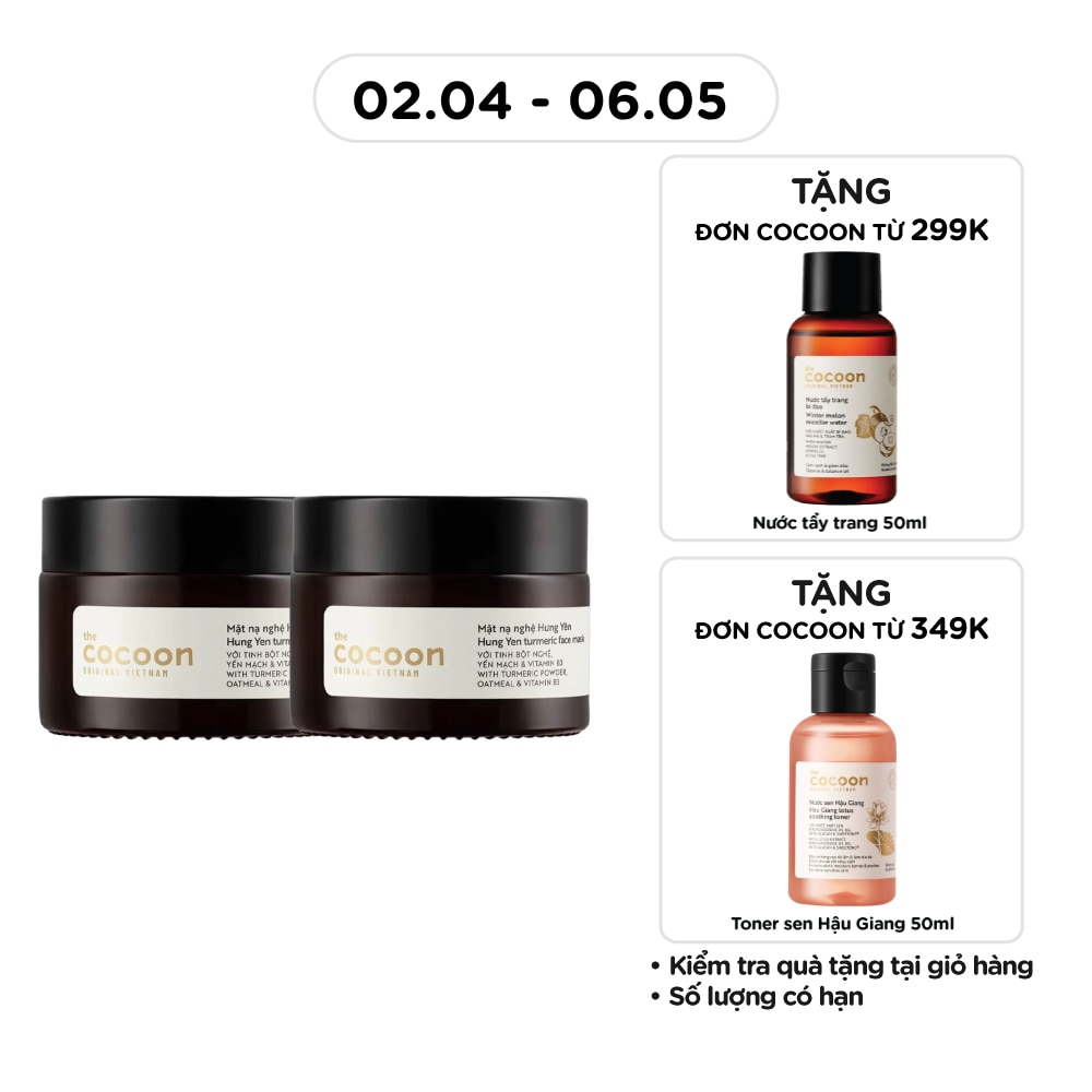 Combo Mặt Nạ Nghệ Hưng Yên Cocoon Turmeric Face Mask Giúp Da Rạng Rỡ & Mịn Màng 30ml x 2