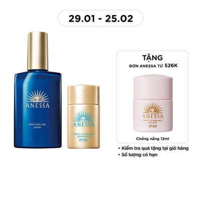 ANESSA Combo Anessa Suncare Night Serum 180ml & Uv Milk SPF 30ml