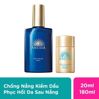 ANESSA Combo Anessa Suncare Night Serum 180ml & Uv Milk SPF 30ml