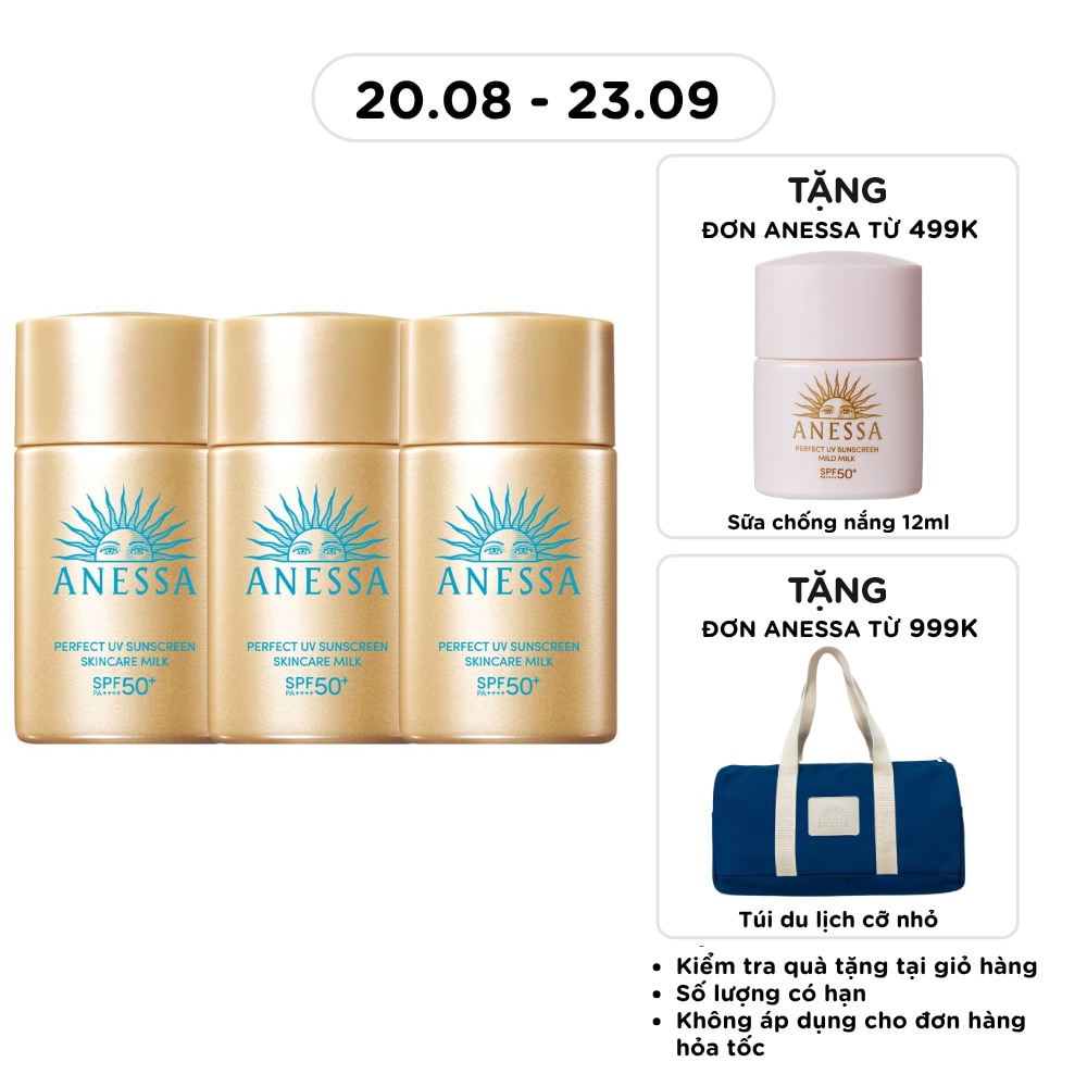 Combo Anessa Sữa Chống Nắng Dưỡng Da Kiềm Dầu Bảo Vệ Hoàn Hảo SPF50+ PA++++ 20ml x3 image