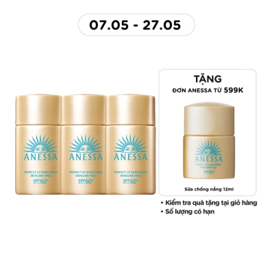 ANESSA - Combo Anessa Sữa Chống Nắng Dưỡng Da Kiềm Dầu Bảo Vệ Hoàn Hảo SPF50+ PA++++ 20ml x3