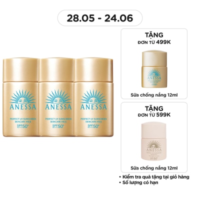 ANESSA - Combo Anessa Sữa Chống Nắng Dưỡng Da Kiềm Dầu Bảo Vệ Hoàn Hảo SPF50+ PA++++ 20ml x3