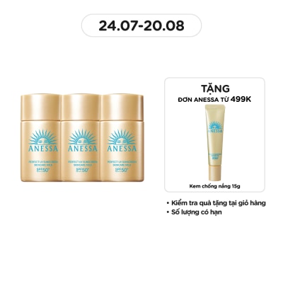 ANESSA Combo Anessa Sữa Chống Nắng Dưỡng Da Kiềm Dầu Bảo Vệ Hoàn Hảo SPF50+ PA++++ 20ml x3