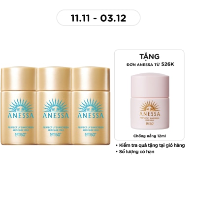 ANESSA Combo Anessa Sữa Chống Nắng Dưỡng Da Kiềm Dầu Bảo Vệ Hoàn Hảo SPF50+ PA++++ 20ml x3
