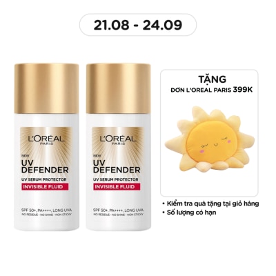 L'OREAL PARIS Combo L'Oreal Paris DưỡNg ChấT ChốNg NắNg Uv Defender Serum Protector Invisible Fluid 50ml x2