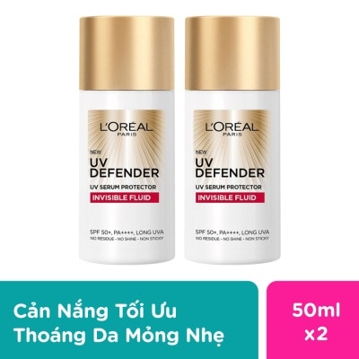 L'OREAL PARIS Combo L'oreal Paris Dưỡng Chất Chống Nắng UV Defender Serum Protector Invisible Fluid 50ml x2