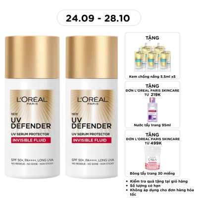 L'OREAL PARIS Combo L'oreal Paris Dưỡng Chất Chống Nắng UV Defender Serum Protector Invisible Fluid 50ml x2 image