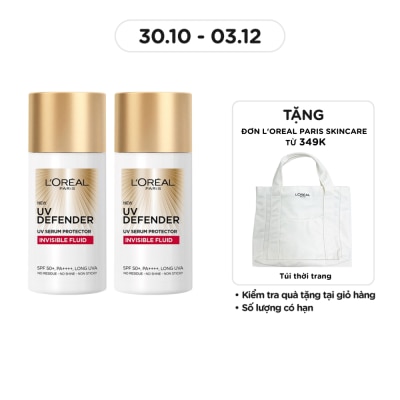 L'OREAL PARIS Combo L'oreal Paris Dưỡng Chất Chống Nắng UV Defender Serum Protector Invisible Fluid 50ml x2
