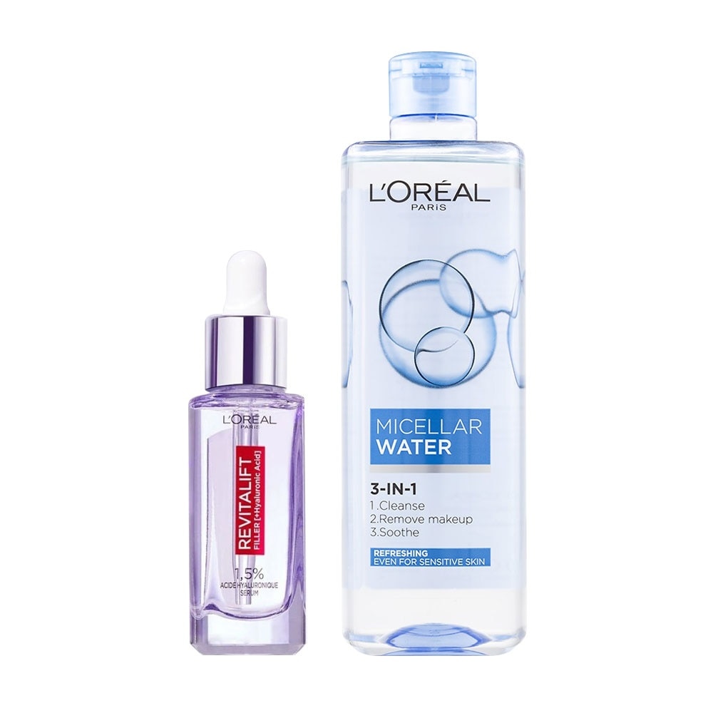 Combo L'Oreal Dưỡng Chất Revitalift Hyaluronic Acid 30ml & Tẩy Trang Refreshing 400ml