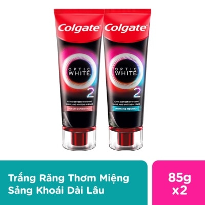 COLGATE Combo Kem Đánh Răng Colgate Optic White O2 ( Peach Osmanthus 85g & Aromatic Menthol 85g ) image